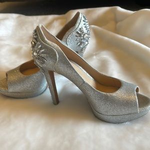 Silver 4 inch high heels
